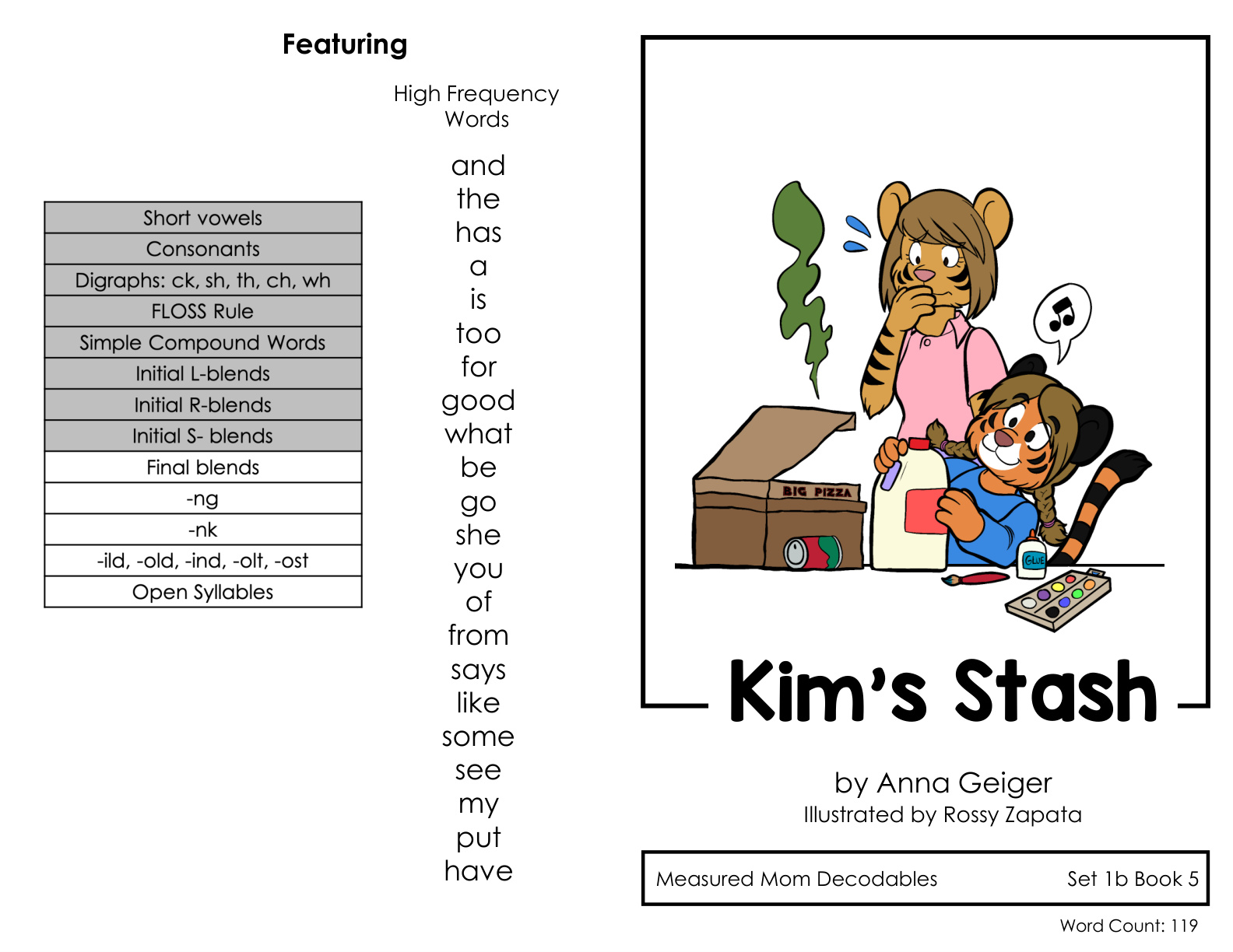 Decodable Set 1b - Book 5 - Kim's Stash